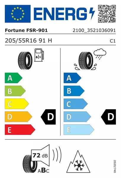 FORTUNE FSR901 205/55R16 91 H PRZYCZEPNOŚĆ NA ŚNIEGU (3PMSF) 