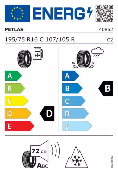 PETLAS FULL GRIP PT935 195/75R16 107/105 R PRZYCZEPNOŚĆ NA ŚNIEGU (3PMSF), WZMOCNIENIE (C) 