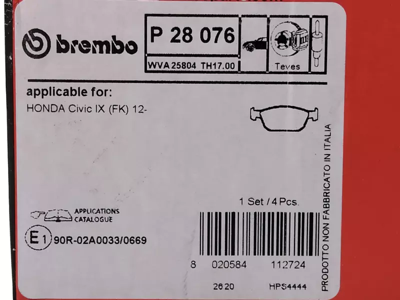 BREMBO TARCZE+KLOCKI PRZÓD HONDA CIVIC X 280MM 