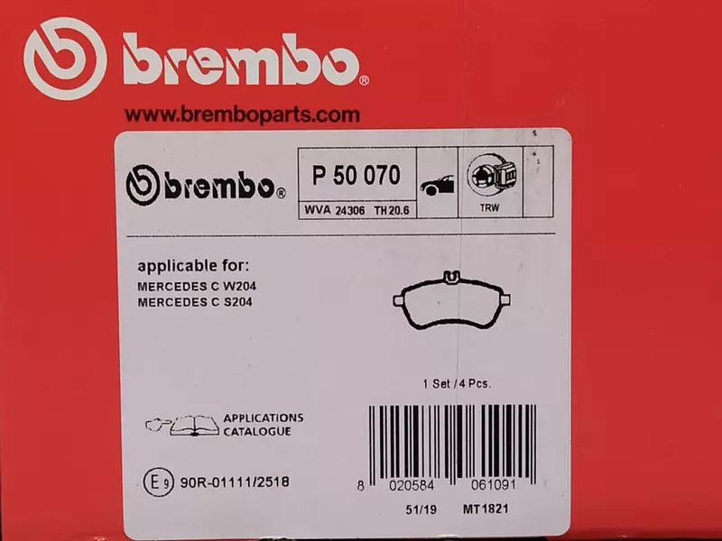 BREMBO TARCZE+KLOCKI PRZÓD MERCEDES C W204 288MM 