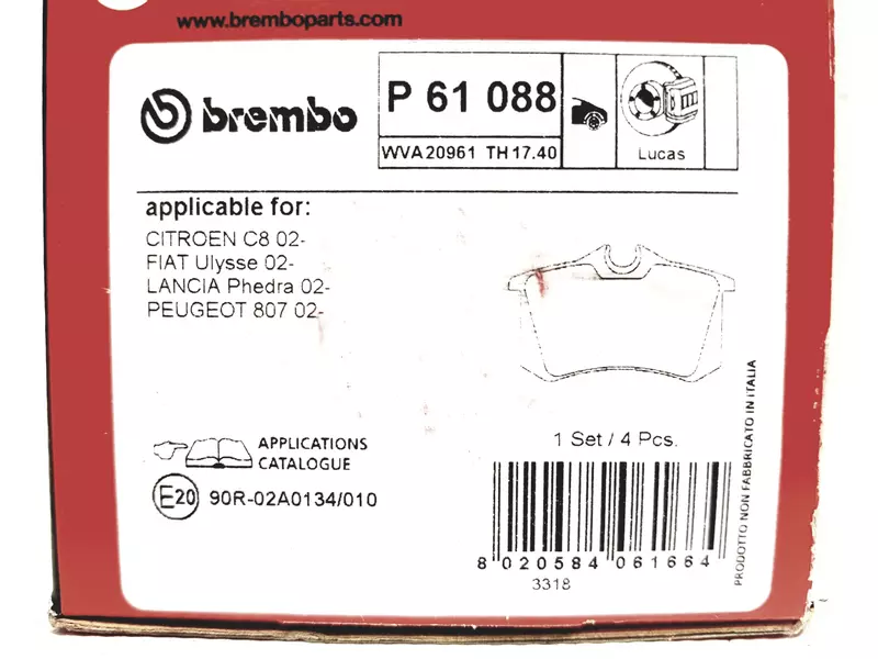  BREMBO TARCZE+KLOCKI TYŁ PEUGEOT 807 272MM 