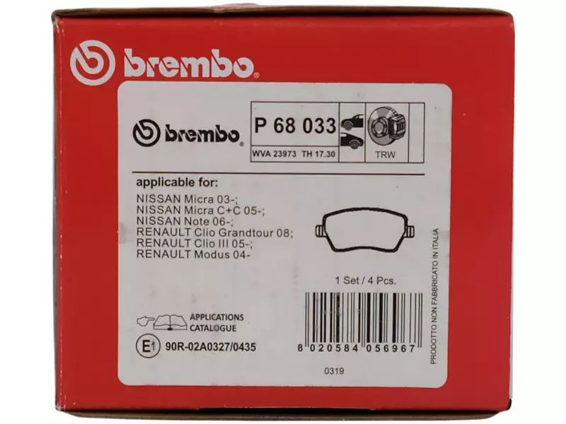 BREMBO TARCZE+KLOCKI P RENAULT TWINGO II 280MM 