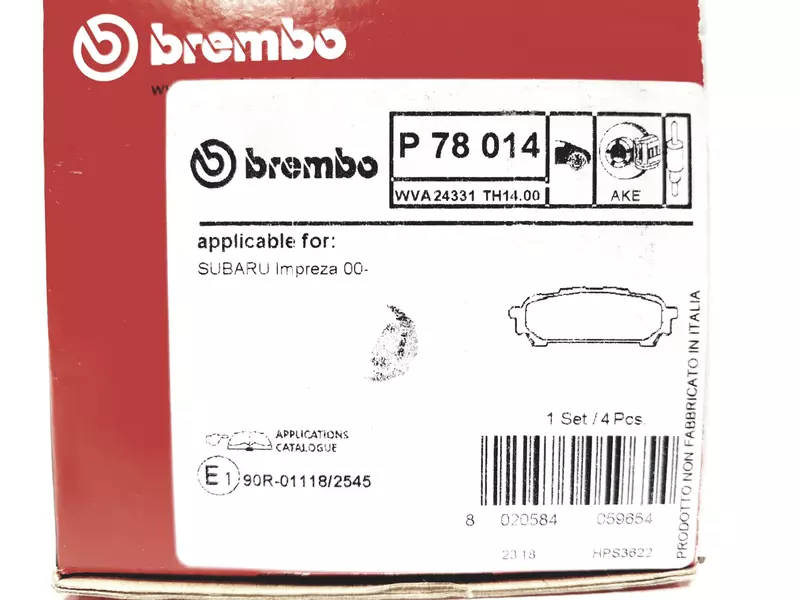 BREMBO TARCZE+KLOCKI TYŁ SUBARU FORESTER SG 265MM 