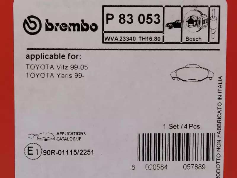 BREMBO KLOCKI HAMULCOWE PRZÓD TOYOTA YARIS VERSO 