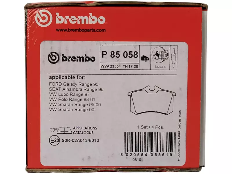 BREMBO TARCZE+KLOCKI TYŁ SEAT ALHAMBRA 268MM 