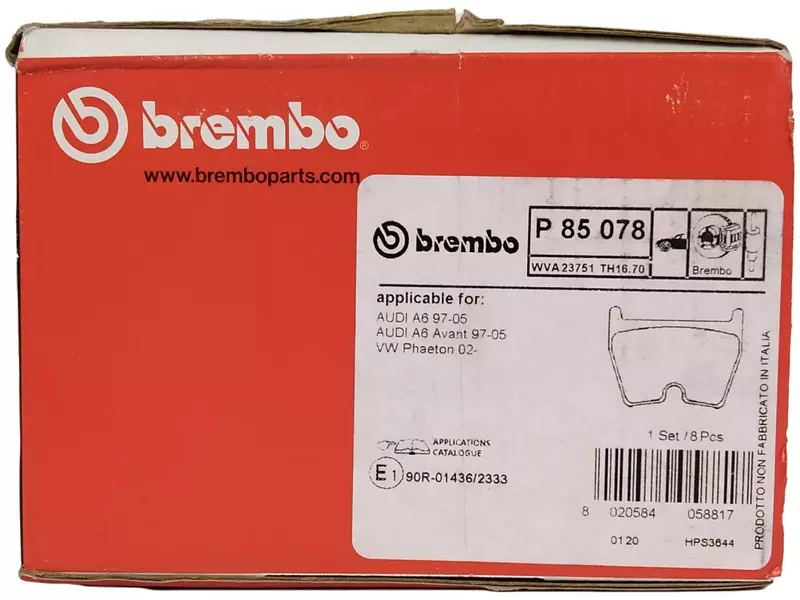 BREMBO Zestaw klocków hamulcowych, hamulce tarczowe P 85 078 