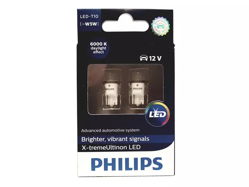 PHILIPS X-TREME VISION LED 360 W5W T10 6000K DUO