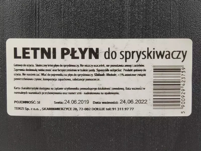 TENZI PŁYN DO SPRYSKIWACZY LETNI 5L GOTOWY 