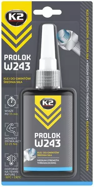 K2 PROLOK W243 KLEJ DO GWINTÓW ŚREDNIA SIŁA 50G