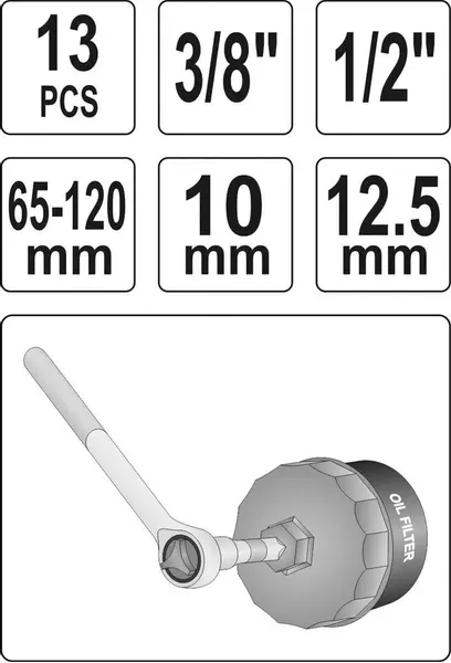 YATO KLUCZE NASADOWE FILTRÓW OLEJU 13EL YT-0594 