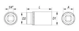 YATO NASADKA SZEŚCIOKĄTNA DŁUGA 1/4" 10MM 