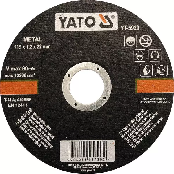 YATO TARCZA DO CIĘCIA METALU 115x1,2x22MM YT-5920