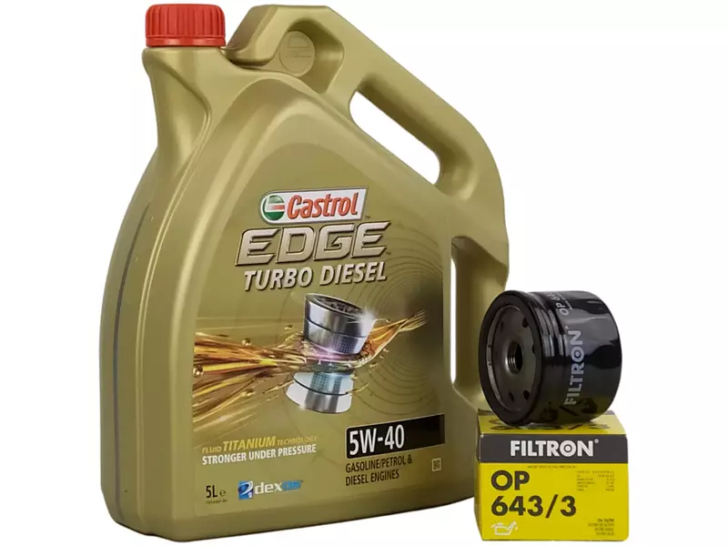 CASTROL EDGE 5W40 TD 5L+FILTR OLEJU OP643/3