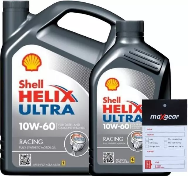 SHELL HELIX ULTRA RACING OLEJ SILNIKOWY 10W60 5L + ZAWIESZKA