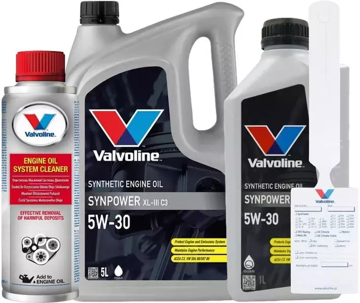 VALVOLINE SYNPOWER XL-III 5W30 C3 VW 504/507 6L + ZAWIESZKA + PŁUKANKA