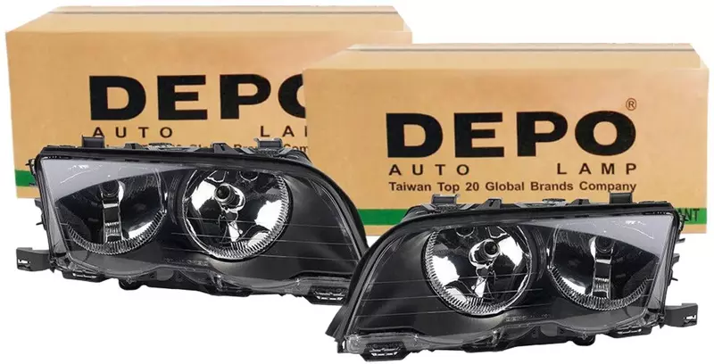 DEPO REFLEKTORY LAMPY PRZÓD BMW 3 E46 CZARNE 2 SZT