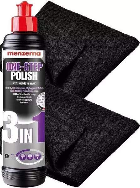 MENZERNA ONE STEP POLISH 3W1 JEDNOETAPOWA PASTA POLERSKA 250ML + 2 X MIKROFIBRA