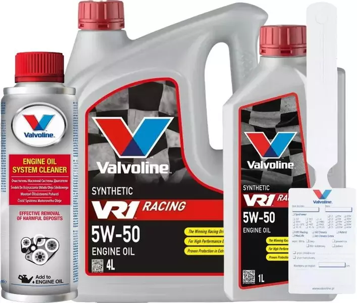 VALVOLINE VR1 RACING 5W-50 SYNTHETIC 5L + ZAWIESZKA + PŁUKANKA