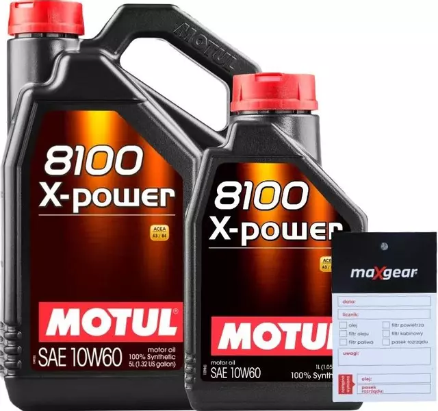 MOTUL 8100 X-POWER OLEJ SILNIKOWY 10W60 6L + ZAWIESZKA