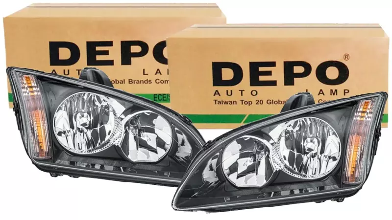 DEPO REFLEKTORY LAMPY PRZÓD FORD FOCUS MK2 II CZARNE