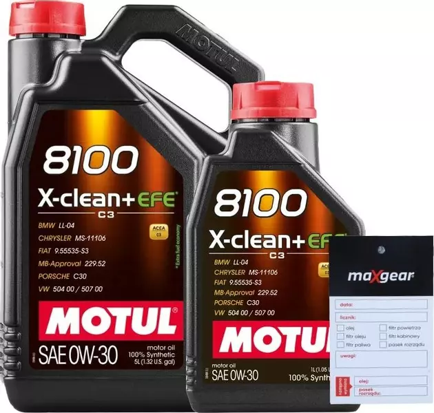 MOTUL 8100 X-CLEAN+ EFE OLEJ SILNIKOWY 0W30 6L + ZAWIESZKA