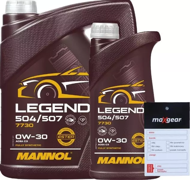 MANNOL 7730 LEGEND 504/507 OLEJ SILNIKOWY 0W30 6L + ZAWIESZKA