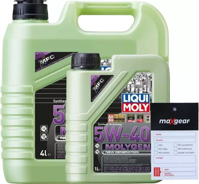 LIQUI MOLY MOLYGEN 5W40 A3/B4 SN VW 505.00 5L + ZAWIESZKA