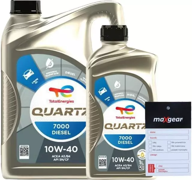 TOTAL QUARTZ 7000 DIESEL OLEJ SILNIKOWY 10W40 6L + ZAWIESZKA