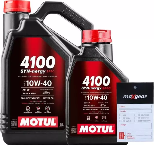 MOTUL 4100 SYN-NERGY SPEC OLEJ SILNIKOWY 10W40 6L + ZAWIESZKA