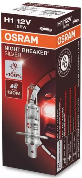 OSRAM NIGHT BREAKER SILVER +100% H1 12V 55W