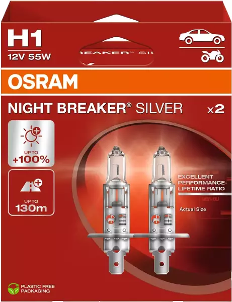 OSRAM NIGHT BREAKER SILVER ŻARÓWKI H1 DUO KPL