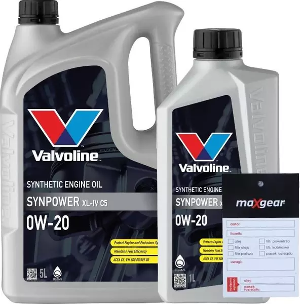 VALVOLINE SYNPOWER XL-IV C5 0W20 A1/B1 6L + ZAWIESZKA