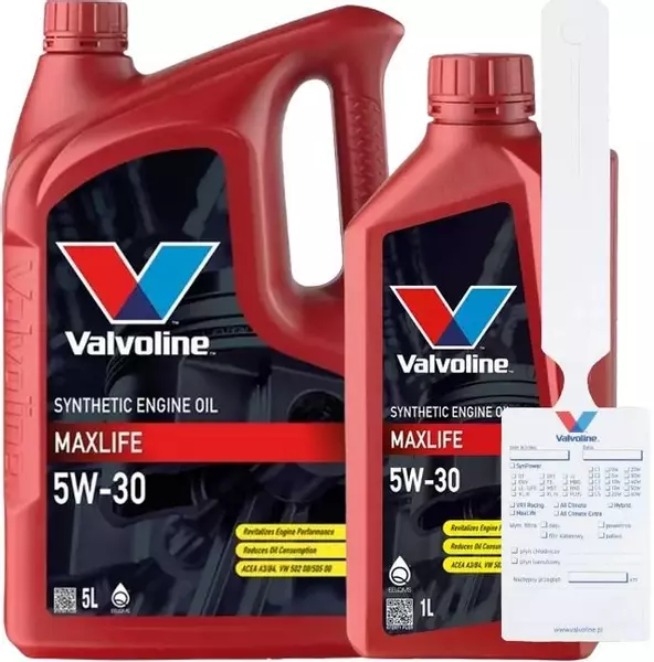 VALVOLINE MAXLIFE 5W30 A3/B3 A3/B4 API SN 6L + ZAWIESZKA