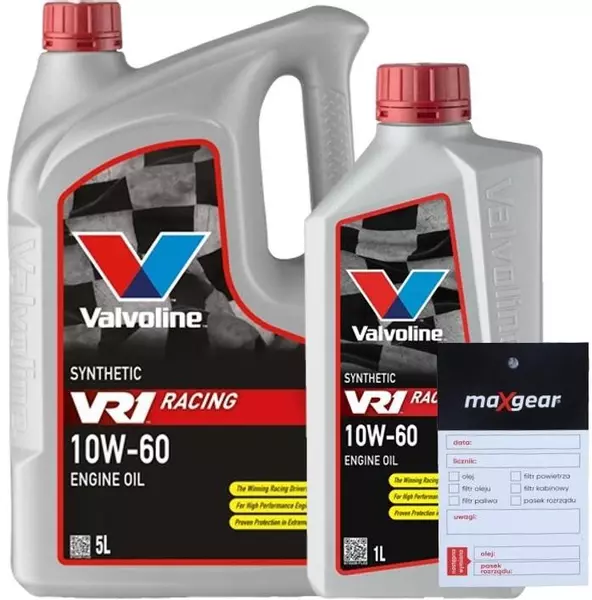 VALVOLINE VR1 RACING 10W-60 SEMI-SYNTHETIC 6L + ZAWIESZKA