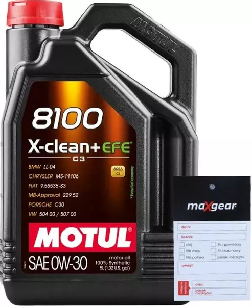 MOTUL 8100 X-CLEAN+ EFE OLEJ SILNIKOWY 0W30 5L + ZAWIESZKA