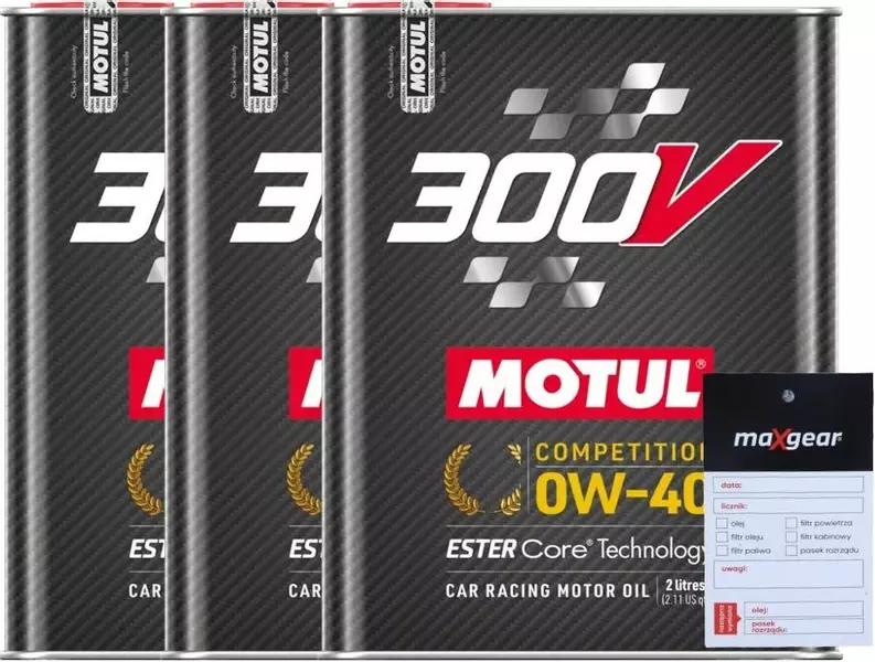 MOTUL 300V COMPETITION OLEJ SILNIKOWY 0W40 6L + ZAWIESZKA