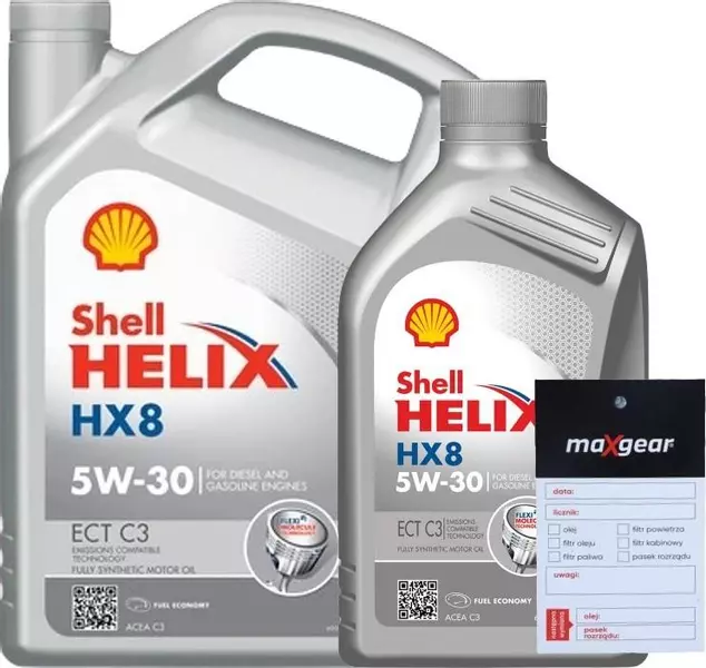 SHELL HELIX HX8 ECT C3 OLEJ SILNIKOWY 5W30 6L + ZAWIESZKA