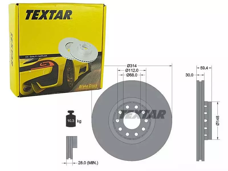 TEXTAR TARCZE HAMULCOWE PRZÓD 92073200