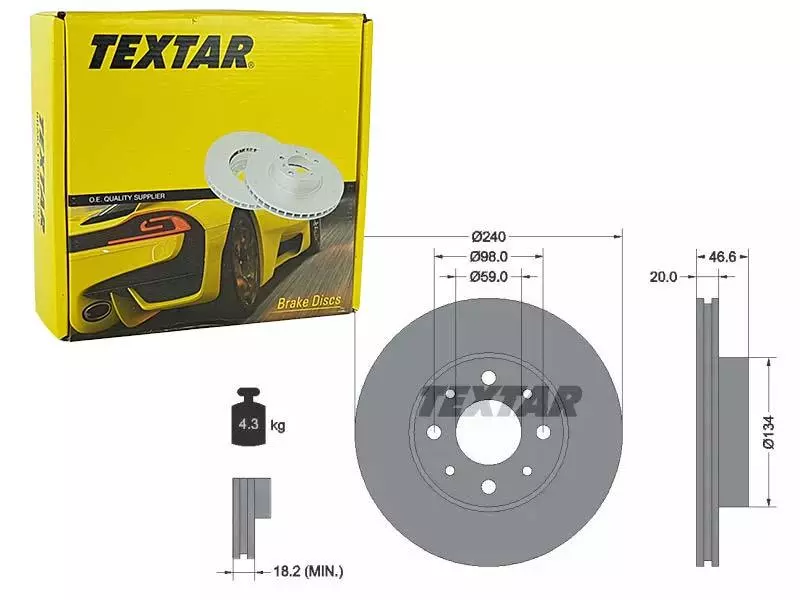 TEXTAR TARCZE HAMULCOWE PRZÓD 92090300