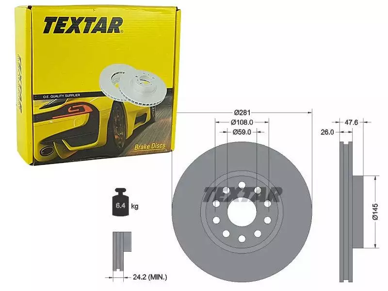 TEXTAR TARCZE HAMULCOWE PRZÓD 92093900