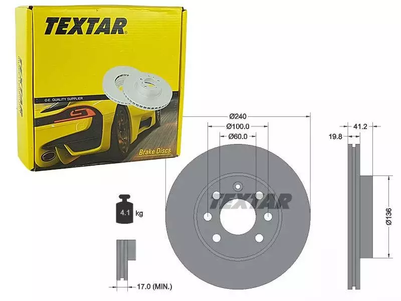 TEXTAR TARCZE HAMULCOWE PRZÓD 92111403