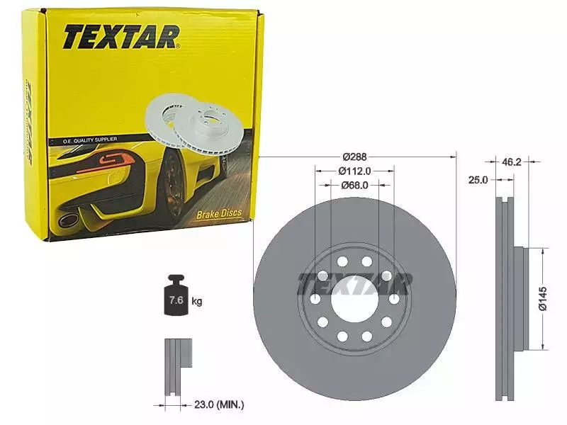 TEXTAR TARCZE HAMULCOWE PRZÓD 92121003