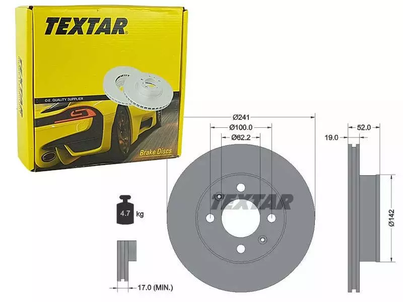 TEXTAR TARCZE HAMULCOWE PRZÓD 92128500