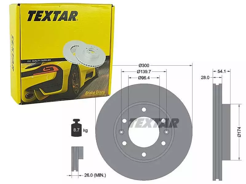 TEXTAR TARCZE HAMULCOWE PRZÓD 92164500