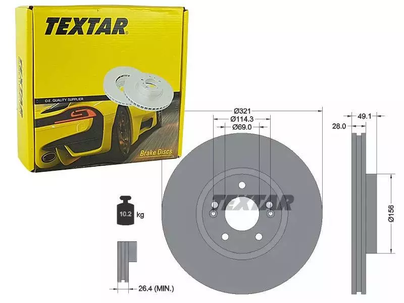 TEXTAR TARCZE HAMULCOWE PRZÓD 92166003