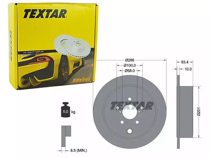 TEXTAR TARCZE HAMULCOWE TYŁ 92200000