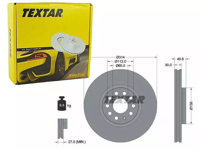 TEXTAR TARCZE HAMULCOWE PRZÓD 92232403