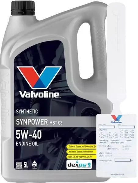 VALVOLINE SYNPOWER MST C3 5W40 SN CF ACEA C3 5L + ZAWIESZKA