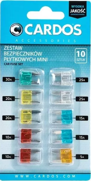 CARDOS ZESTAW BEZPIECZNIKÓW PŁYTKOWYCH MINI 30-100A