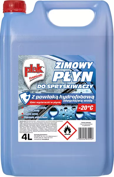 PLAK ZIMOWY PŁYN DO SPRYSKIWACZY HYDROFOBOWY -20C 4L